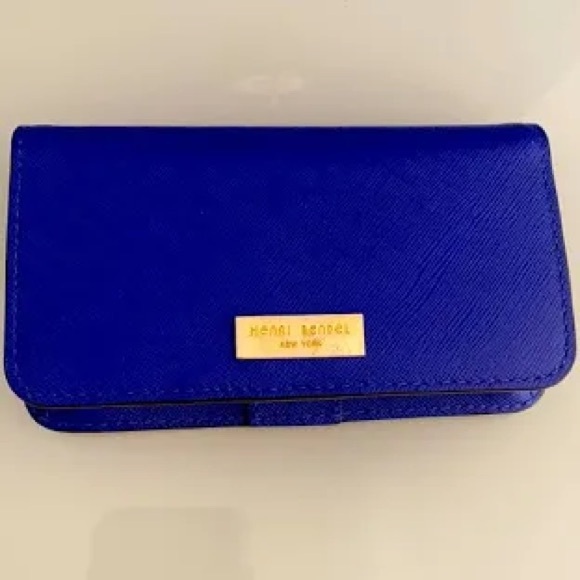 Henri Bendel Leather Wallet Blue snap bifold - Picture 2 of 5